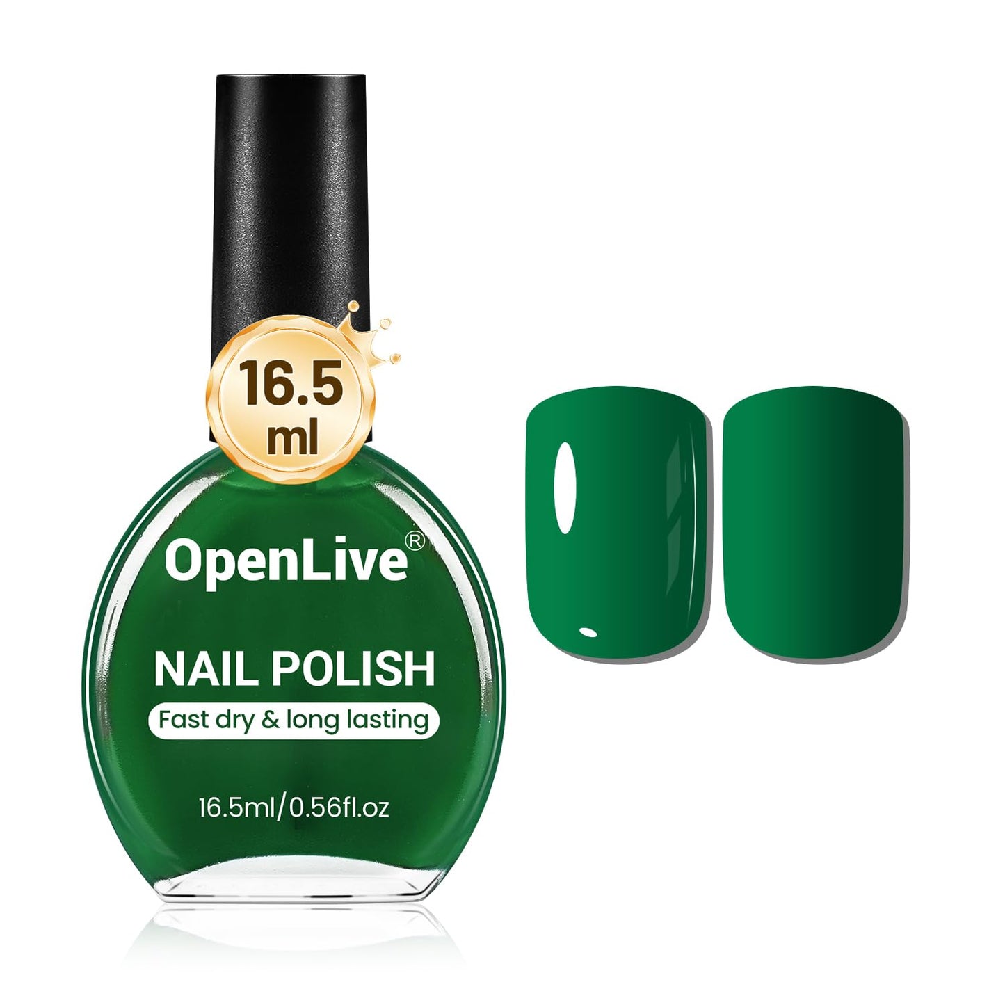 OpenLive 16.5ml Dark Green Nail Polish Large Volume Quick Dry Nail Polish, Long Lasting Shine, Fingernail Toenail Nail Art DIY Home Travel Nail Art Beauty and Personal Care OpenLive Default Title