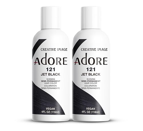 Adore Semi Permanent Hair Color (121 Jet Black) (2 Pack) | Vegan & Cruelty-Free Black Hair Dye | No Ammonia, No Peroxide, No Alcohol | 4 Fl Oz