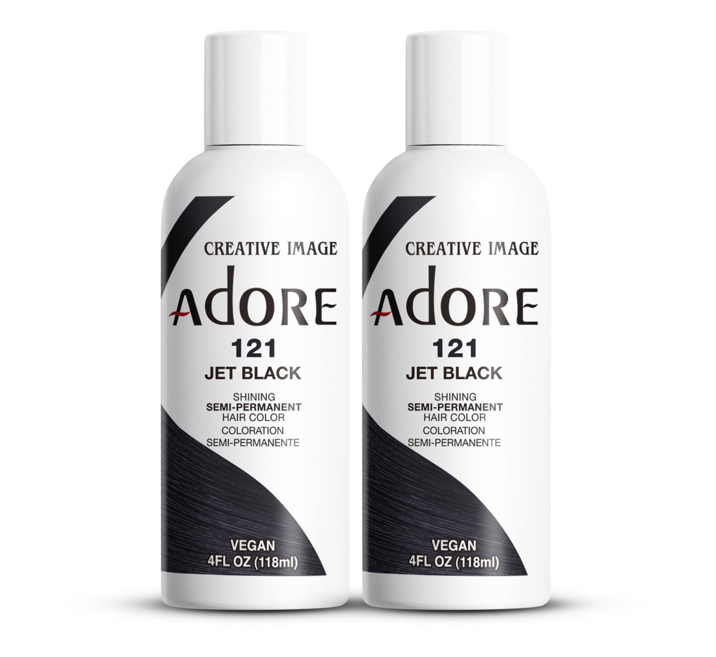 Adore Semi Permanent Hair Color (121 Jet Black) (2 Pack) | Vegan & Cruelty-Free Black Hair Dye | No Ammonia, No Peroxide, No Alcohol | 4 Fl Oz