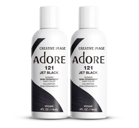Adore Semi Permanent Hair Color (121 Jet Black) (2 Pack) | Vegan & Cruelty-Free Black Hair Dye | No Ammonia, No Peroxide, No Alcohol | 4 Fl Oz