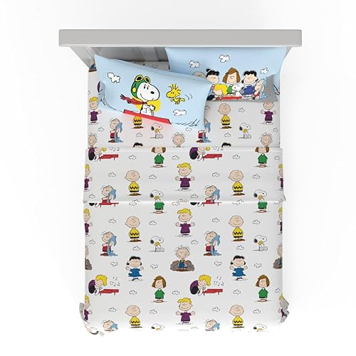 Collectibles Peanuts Snoopy Bedding Super Soft Cozy Microfiber 4 Piece Queen Sheet Set, (Officially Licensed Product) by Franco