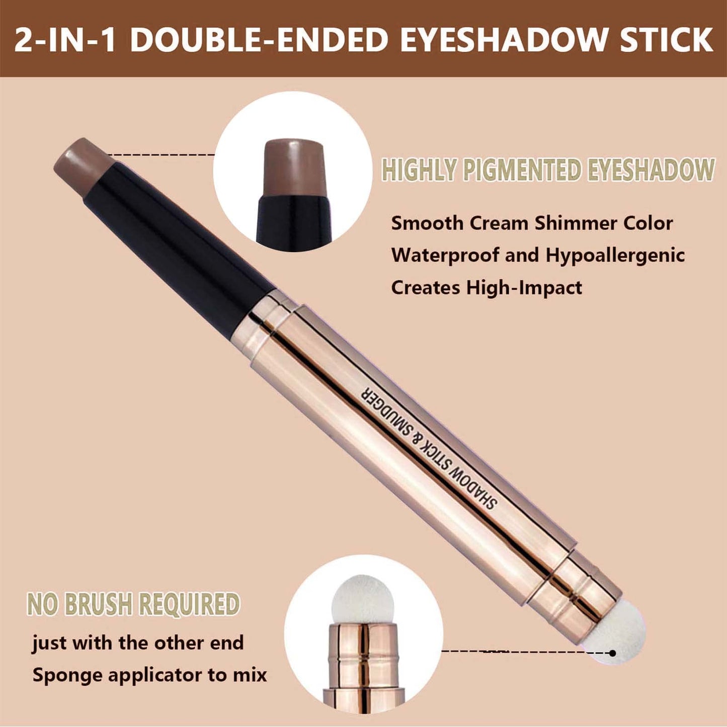 Metiplou Brown Eyeshadow Stick Eyeliner Matte Cream Smooth Eyeshadow Pencil Hypoallergenic Waterproof Long Lasting Eye shadow Dark Single Neutral