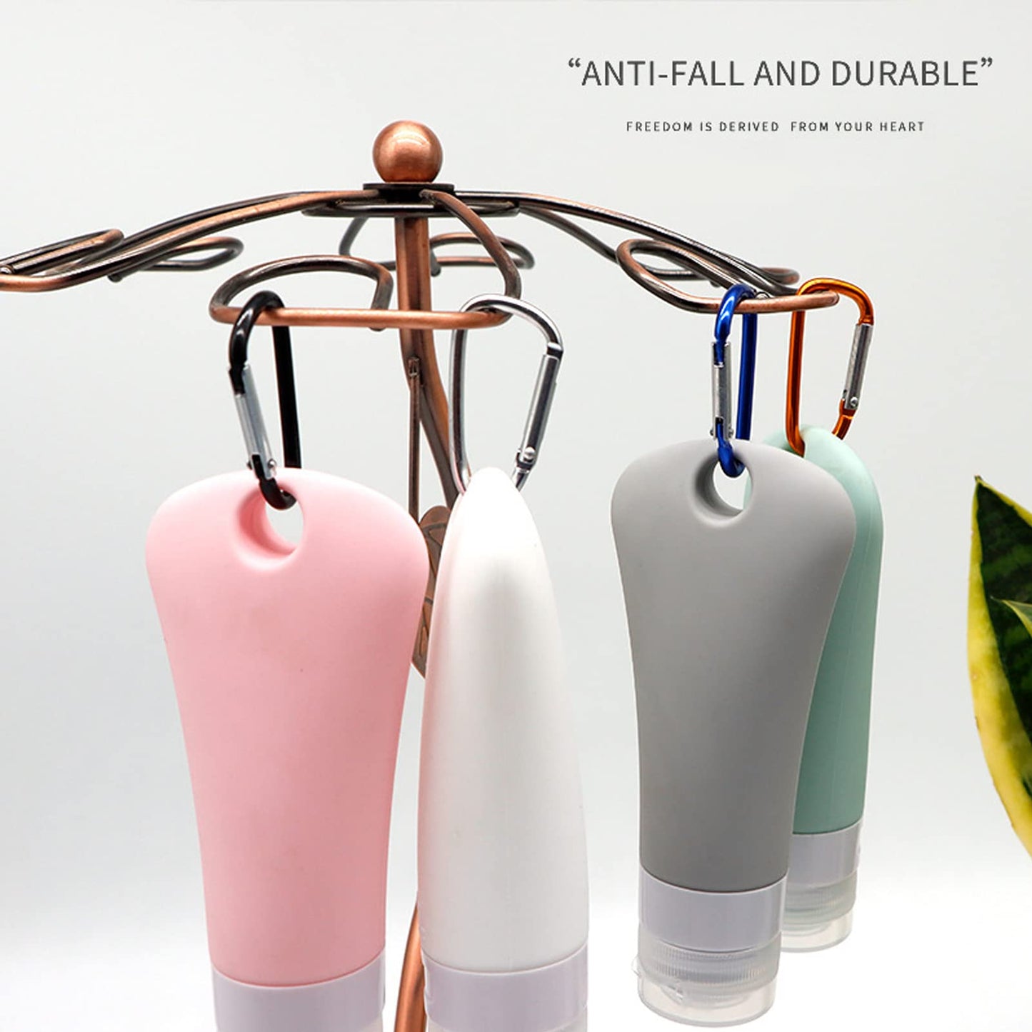 BetterJonny 4 Pcs Silicone Travel Bottles Set, Leak Proof Squeezable Tubes Set with Keychain and EVA Bag - Refillable Travel Accessories for Shampoo