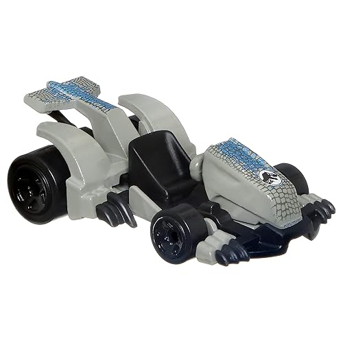 Hot Wheels Jurassic World Set Character Cars 4 Pack, Velociraptor Beta, Velociraptor (Blue), Tyrannosaurus Rex, Giganotosaurus