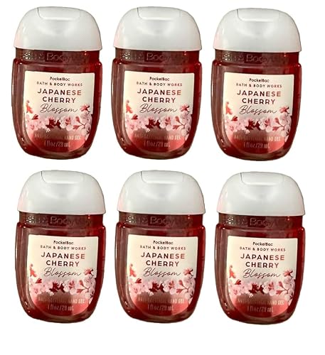 Bath and Body Works Classic and Seasonal Scents Pocketbac Hand Gel - Pack of 6-1 oz each (Japanese Cherry Blossom)