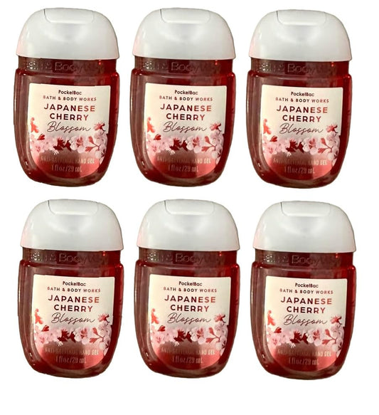 Bath and Body Works Classic and Seasonal Scents Pocketbac Hand Gel - Pack of 6-1 oz each (Japanese Cherry Blossom)