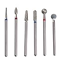 MZCMSL Russian Cuticle Drill Bit Set with Case,6pcs Cuticle Remover Bits (Needle,Ball,Flame,Cylinder,Tapered),Diamond Nail Bit Stone Bit