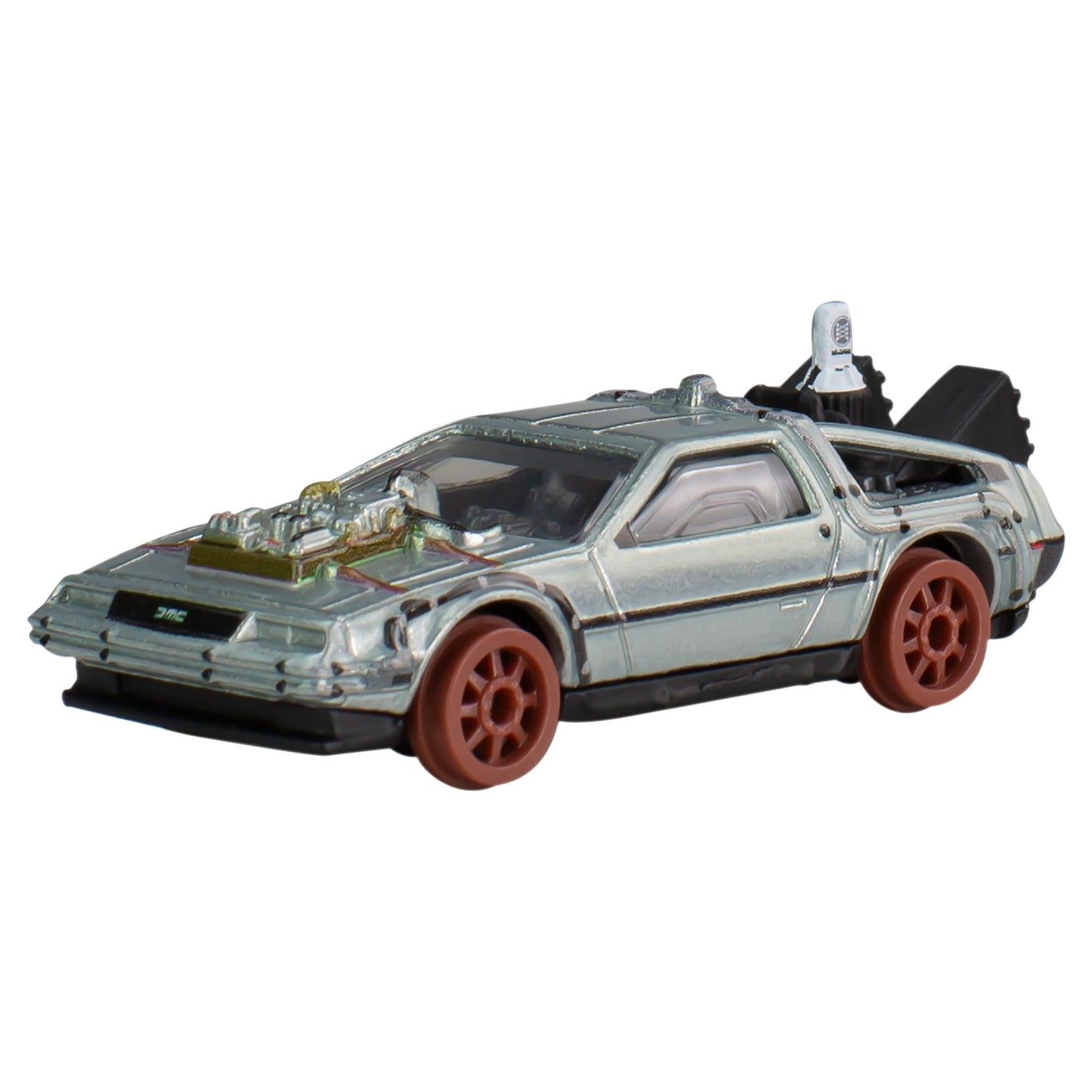 Hot Wheels Die Cast Back To The Future De Lorean 1955 Version of Rails Back to the Future - 1:64 Scale 7 cm - Premium Pop Culture, Metallic
