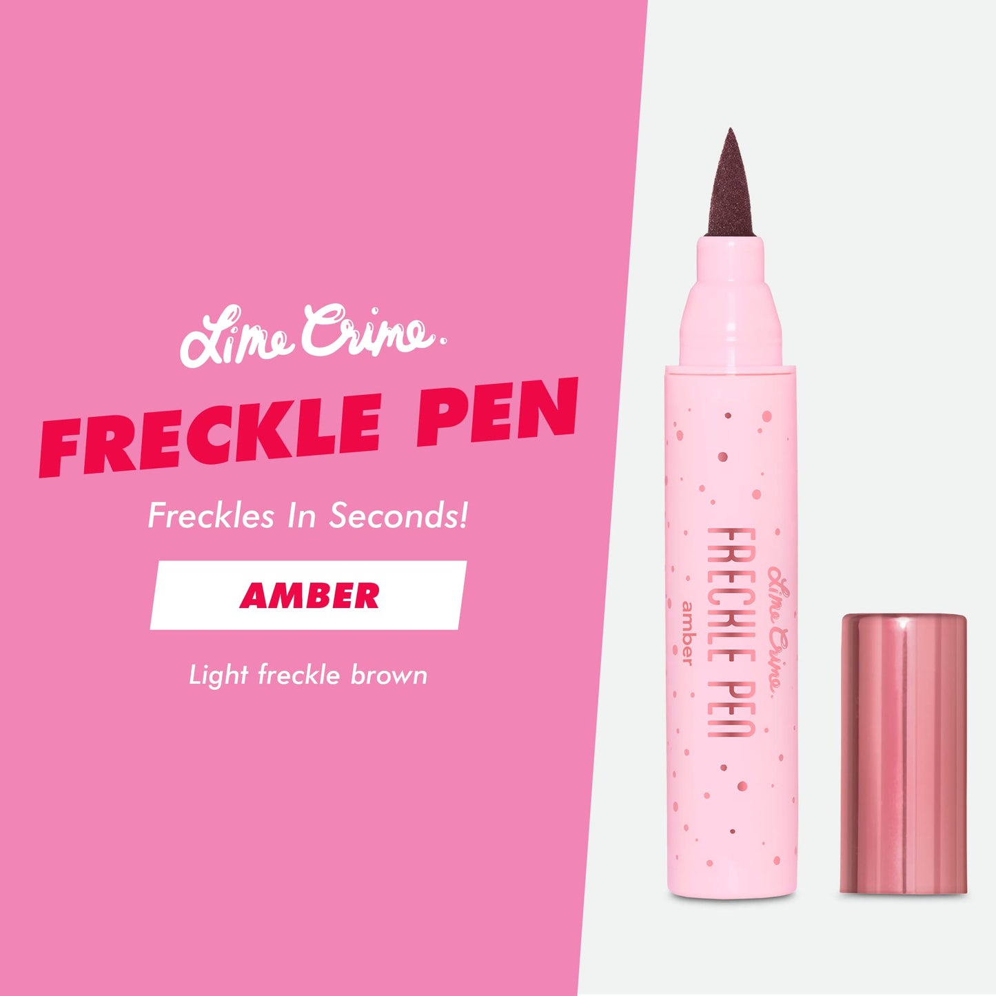 Lime Crime Freckle Pen, Amber (Freckle Brown) - Lightweight Buildable Makeup with Felt Tip Applicator for Natural Look - Long-Lasting
