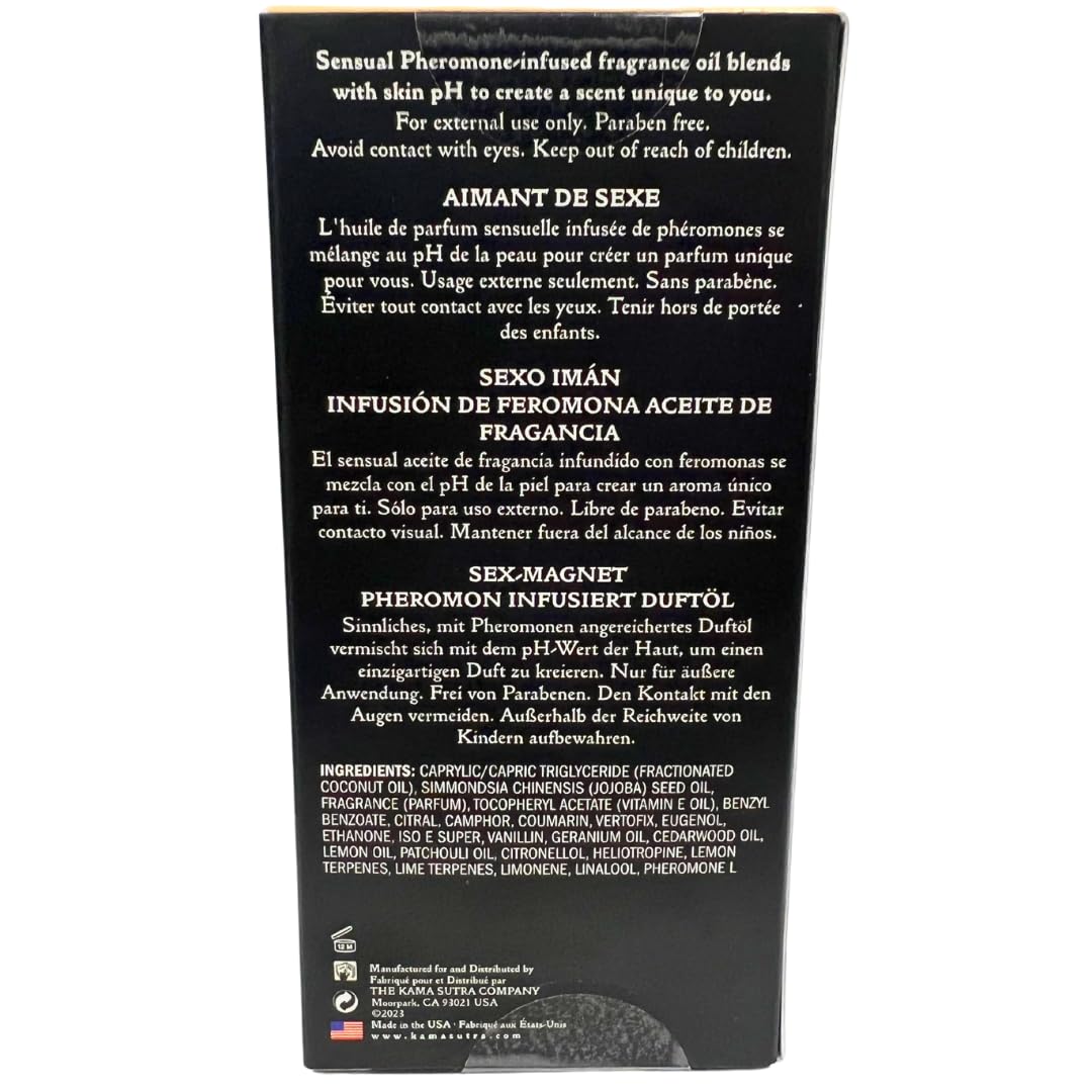 KAMA SUTRA SEX MAGNET™ Pheromone Infused Fragrance Oil Vanilla Amber Roll On Perfume Cologne - Unisex Fragrance For Men and Women - TSA Ready 10ml