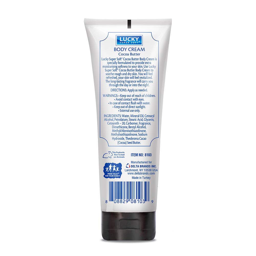 Lucky Super Soft Body Cream, Cocoa Butter, 6 Ounce