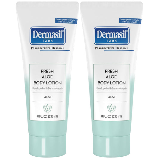 Dermasil Body Lotion, Fresh Aloe, 2-Pack - Non-Greasy, Fast-Absorbing, Fresh Scent, 8 Oz Ea