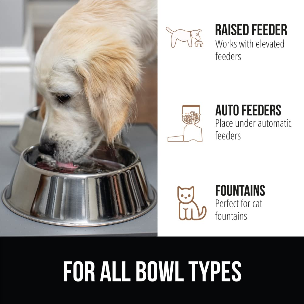 GORILLA GRIP Waterproof Silicone Pet Feeding Mat 18.5x11.5 – Raised Edge, Spill-Proof, BPA-Free Floor Protector for Dogs & Cats