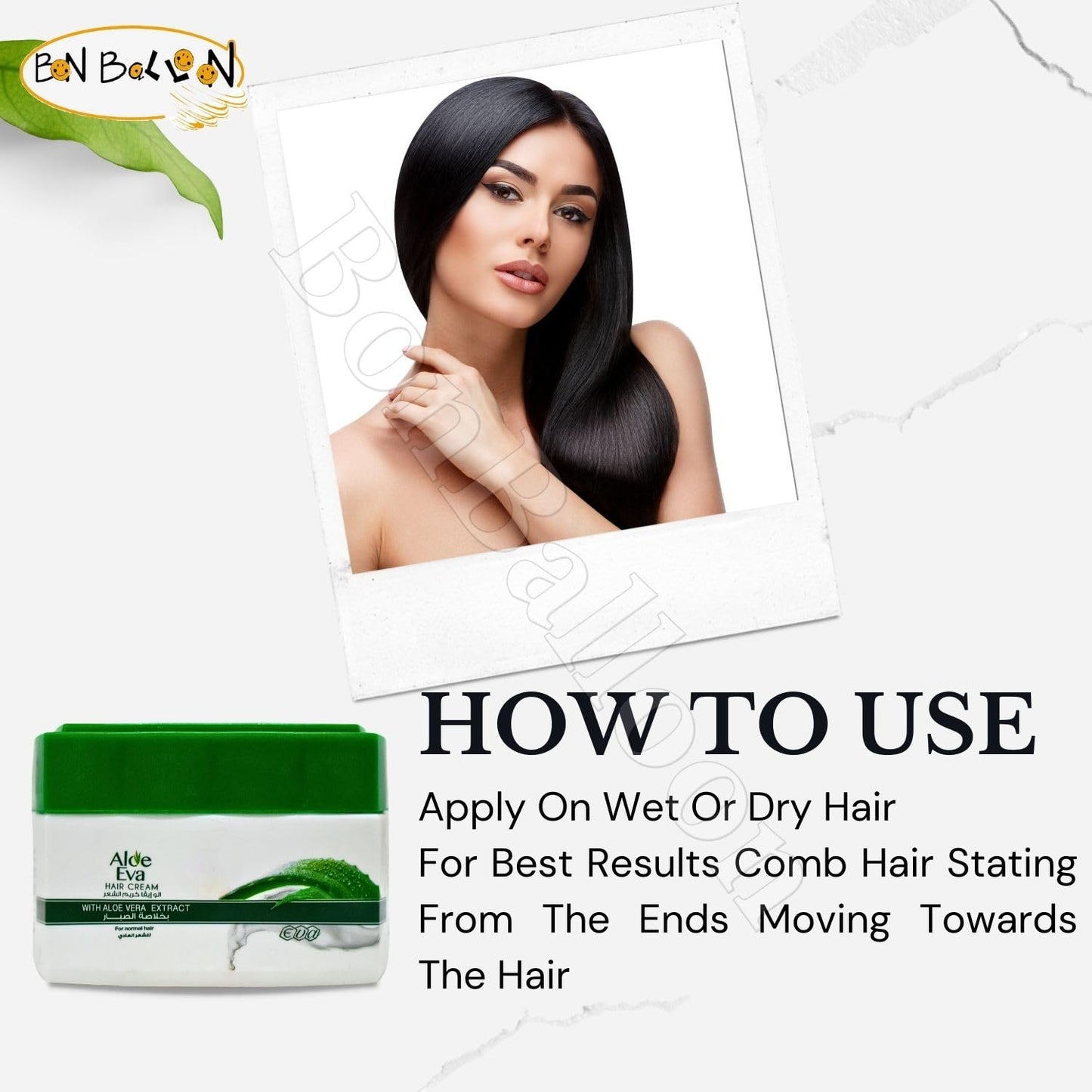 EVA Hair Cream With Aloe Vera - Smooth, Shiny and Radiant Hair for All Types (Small Pack 1.58 oz / 45 gm)