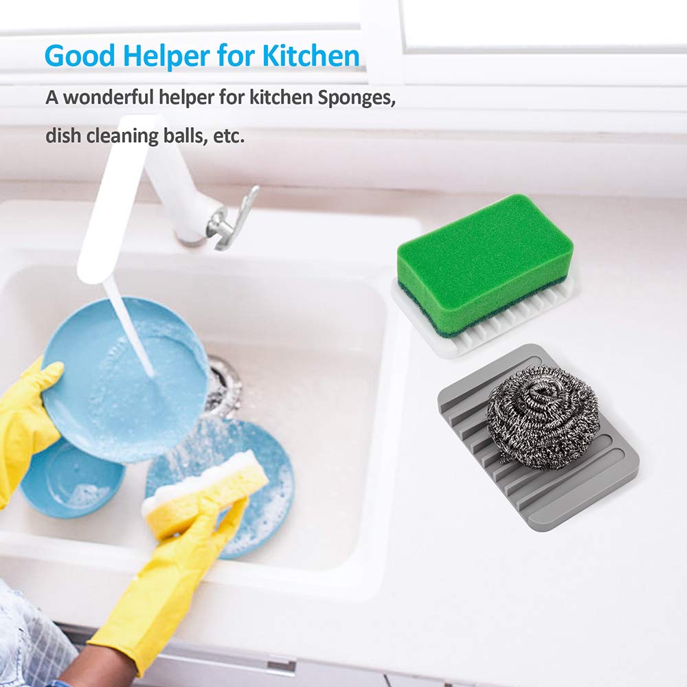 2PCS Mcyye Self-Draining Soap Dishes, Premium Silicone Holder for Bathroom, Kitchen, Tub, Razor & Sponges, Extends Soap Life, Easy to Clean