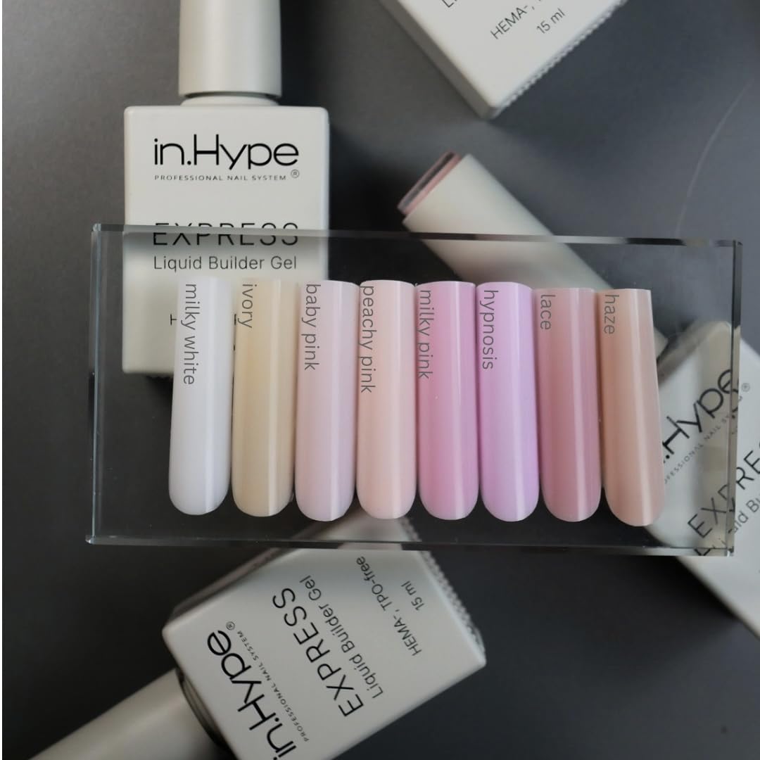 IN.HYPE Express Structure/Liquid Builder Gel/Hard Gel in a Bottle (BIAB) HEMA, TPO -free for Nail Enhancing/Overlays/Strengtenning (Baby Pink #2)