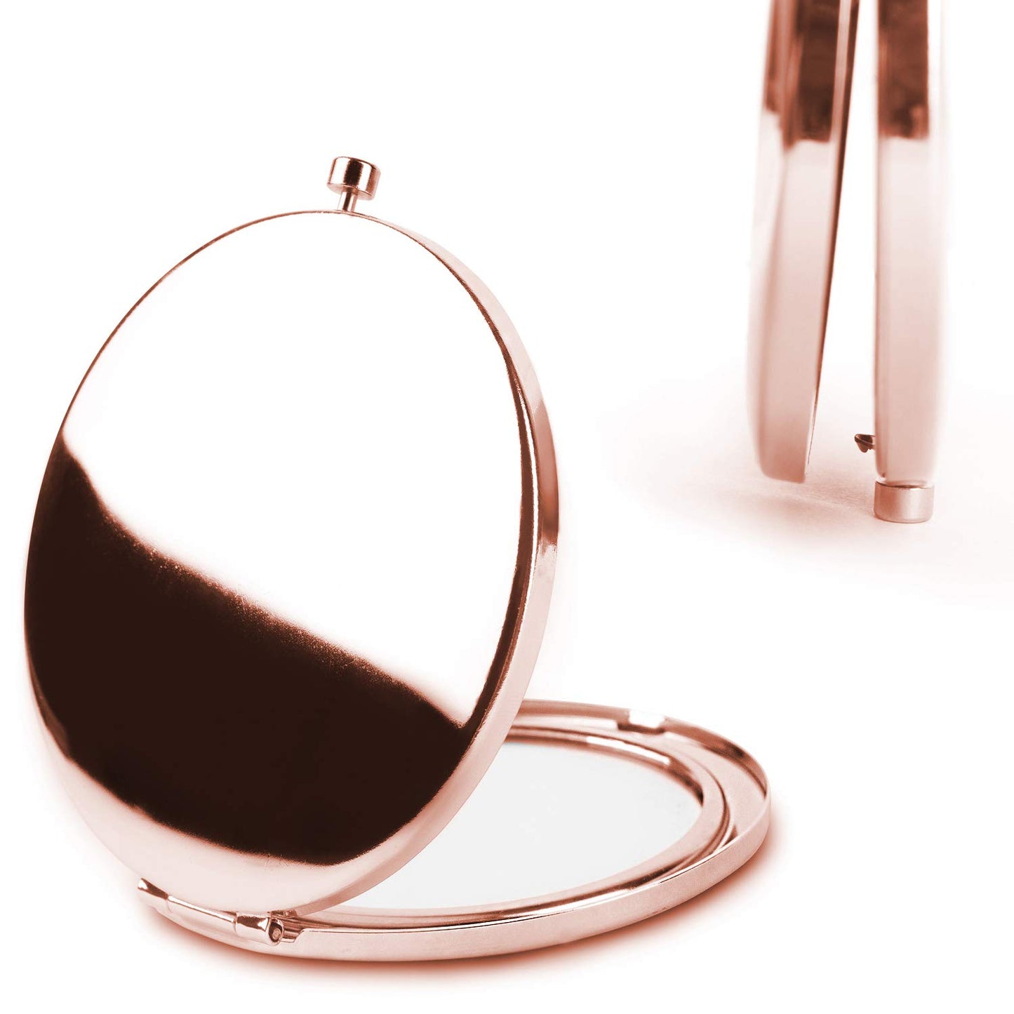 Dynippy Compact Mirror Rose Gold Makeup Mirror Folding Mini Pocket Mirror Portable Hand Mirror Double-Sided 2 x 1x Magnification for Woman Girls A-Red