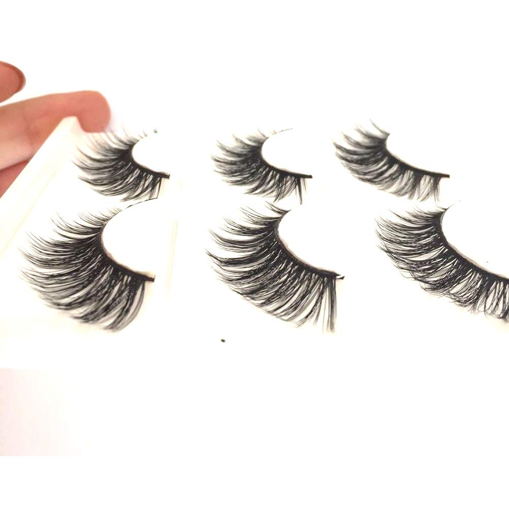 Sunniess Hair Imported Korea Fiber Faux Mink False Eye lashes Handmade Reusable Long Cross Volume Dramatic Lashes Natural Look Makeup Thick Black Fake