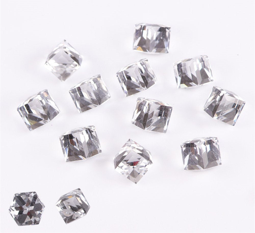 60PCS /lot 3D Cube Square Rhinestone Crystal Glass Nails Beads Decoration Manicure Nail Art (Clear) Beauty & Personal Care MEYA