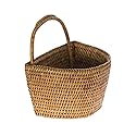 KOUBOO La Jolla Rattan Wall Storage Basket with Handle, Hanging Basket, Decorative, Storage Bin for Plants, Flowers, Home Office Organizer, Honey…