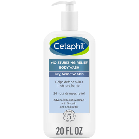 Cetaphil Body Wash, Moisturizing Relief Body Wash for Sensitive Skin, Creamy Rich Formula Gently Cleanses and Gives 24 Hour Relief to Dry Skin