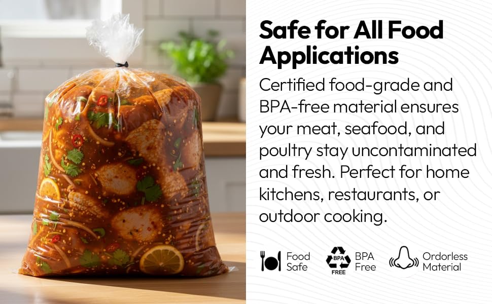 5 Gallon Bucket Liner Bags for Marinating and Brining, Food Grade, BPA Free, Extra Heavy Duty Leak Proof (10 pack)