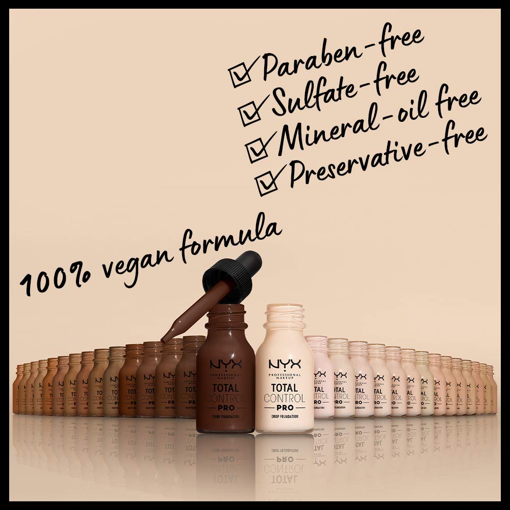 NYX PROFESSIONAL MAKEUP Total Control Pro Drop Foundation, Skin-True Buildable Coverage - Sienna