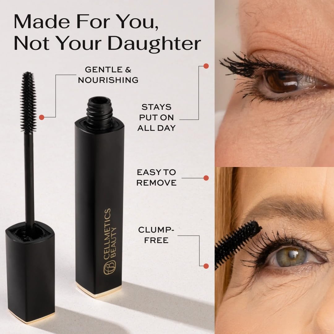 Cellmetics Mascara for Older Women 60 Plus, Volumizing & Lengthening Mascara with Lash Growth Effect, Hypoallergenic, Smudge-Free and Gentle Beauty and Personal Care CELLMETICS BEAUTY