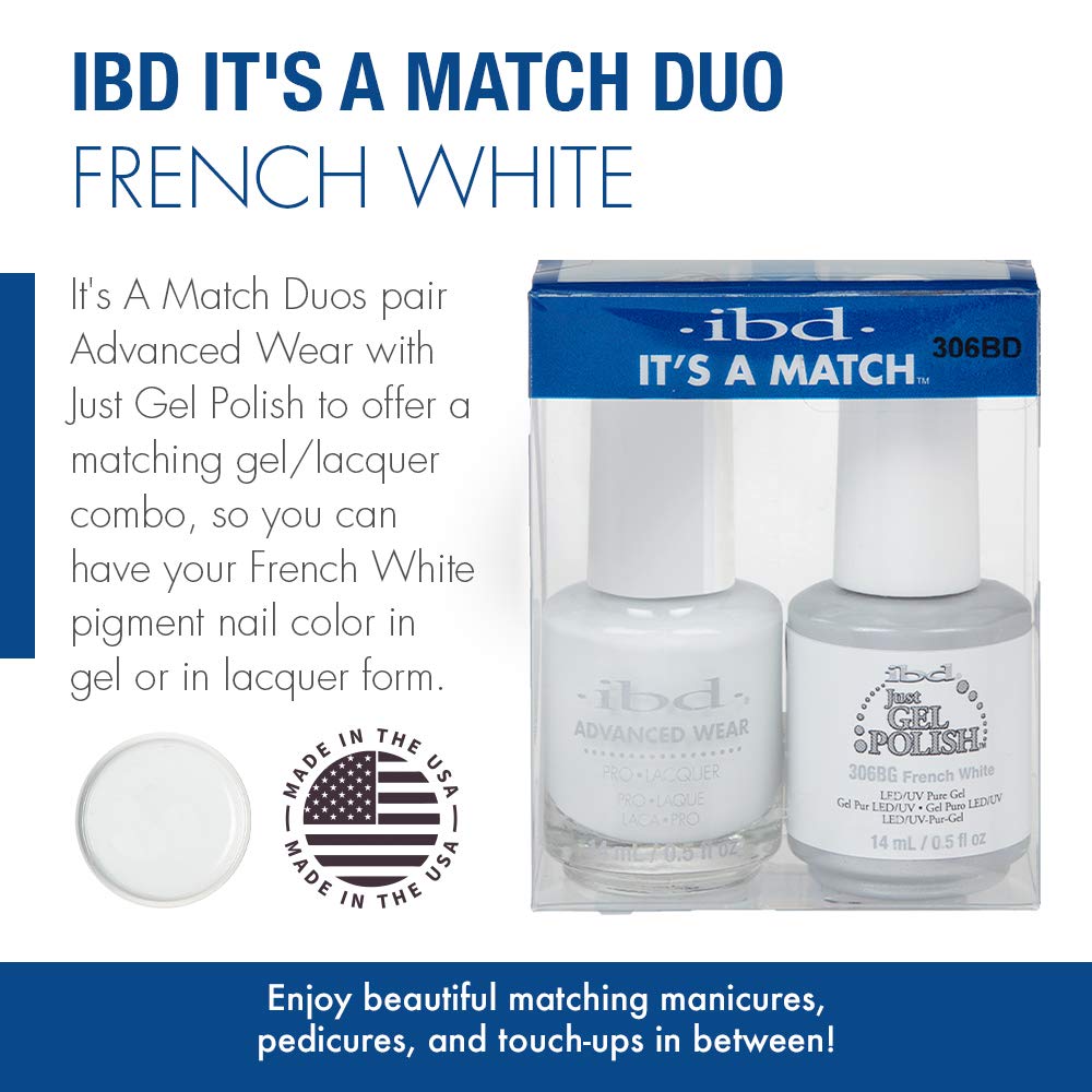 IBD It's A Match Duo French White 306BD, Nail Lacquer and Gel Polish, 1 Set Beauty & Personal Care IBD