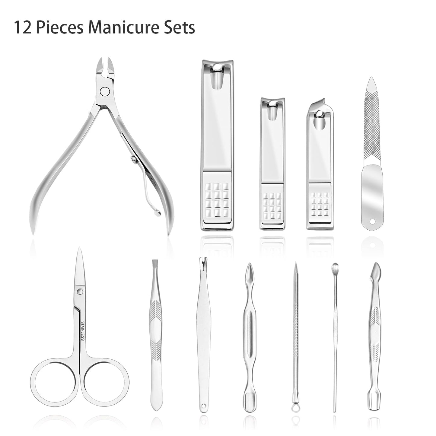 ZIZZON Nail Clippers Kit Manicure Pedicure Set with Holographic Case(Purple)