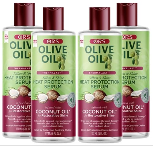 ORS Olive Oil Heat Protection Hair Serum infused with Coconut Oil for Restorative Shine 6.0 Ounces (Pack of 4)