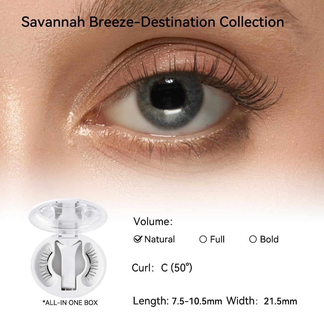 WOSADO Magnetic Eyelashes with Applicator Kit, [V26 Savannah Breez] Reusable Magnetic Lashes without Eyeliner, Glue-free False Lashes, Waterproof Beauty and Personal Care WOSADO
