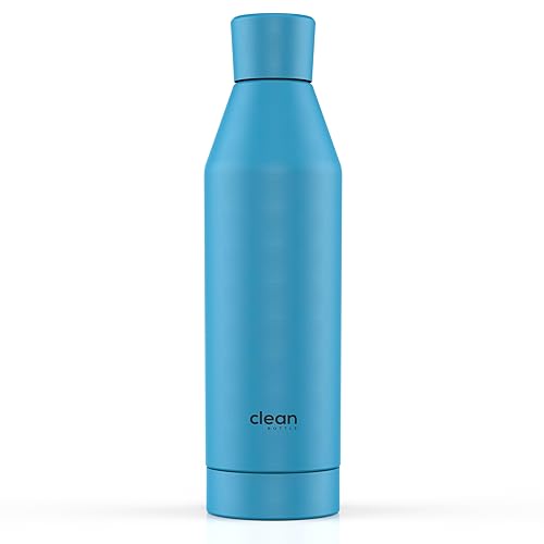 The Clean Hydration Co, Canteen 17, Easy to Clean Vacuum Insulated Stainless Steel Water Bottle with Removable Bottom Cap (Aqua)