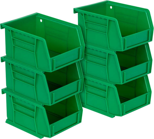 Akro-Mils 30210 AkroBins Plastic Storage Bins, Space-Saving Stackable for Garage, Pantry, Craft Organization, 5 x 4 x 3-Inch, Grey, 6-Pack