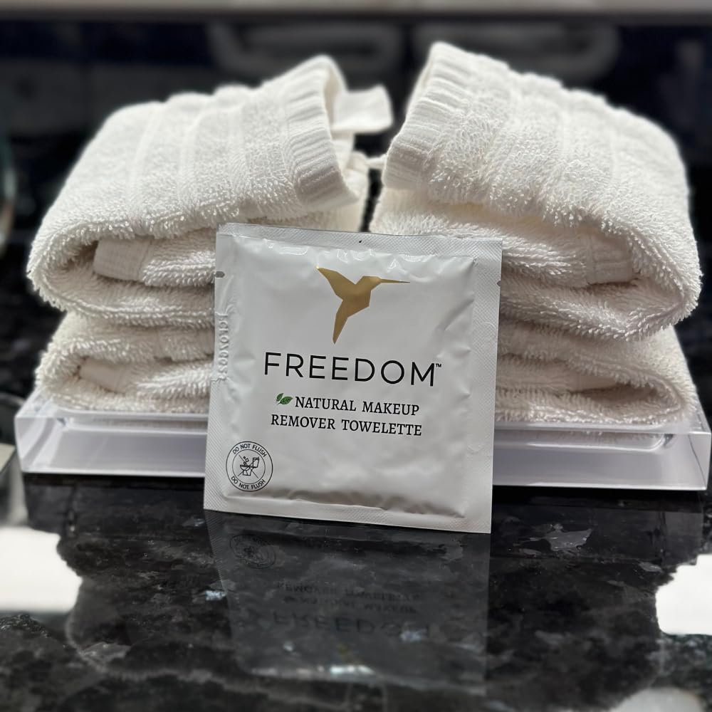 Freedom Makeup Remover Wipes for Face, Individually Wrapped - Unscented & Sustainable, For Sensitive Skin, All Natural Ingredients & Essential Oils (1