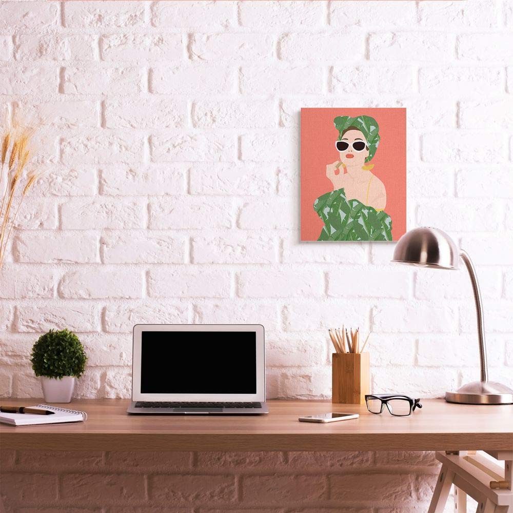 Stupell Industries Female Glamour in Tropical Fashion Lip Cosmetic Wall Art, 16 x 20, Pink