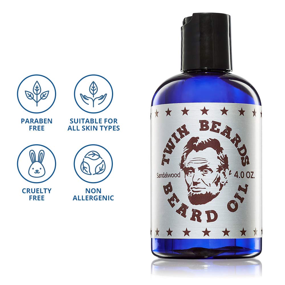Twin Beards Sandalwood Beard Oil for Men | Beard Conditioner for Men | Essential Beard Care | Beard Softener for Men during Beard Growth | Beard