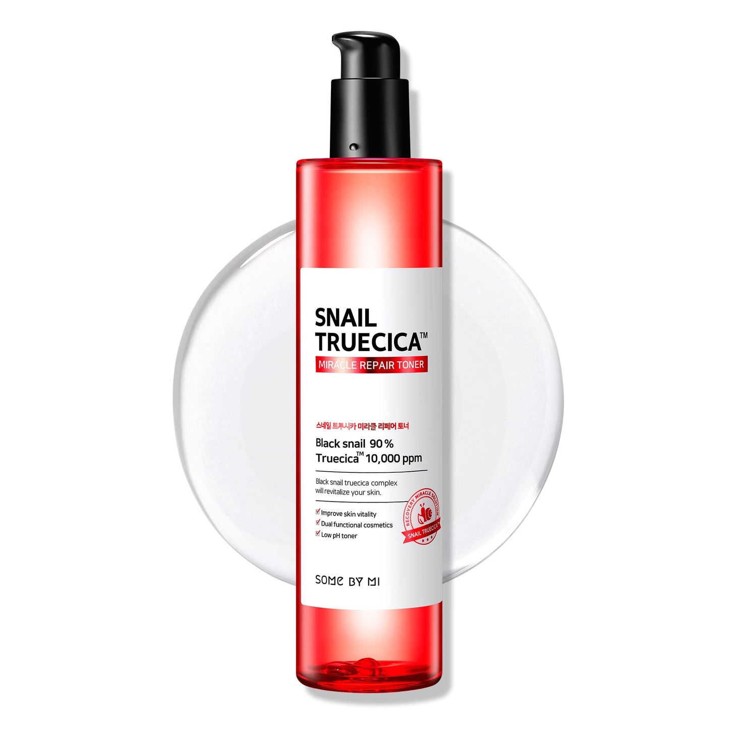 SOME BY MI Snail Truecica Miracle Repair Toner - 4.6Oz, 135ml - Made from Snail Mucin for Sensitive Skin - Daily Repair Face Toner with Skin Texture