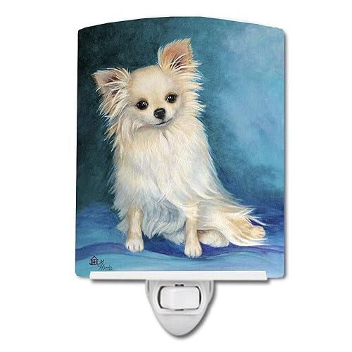 Caroline's Treasures MH1040CNL Jazz Chihuahua Long Hair Ceramic Night Light Compact, UL-Certified, Ideal for Bedroom, Bathroom, Nursery, Hallway