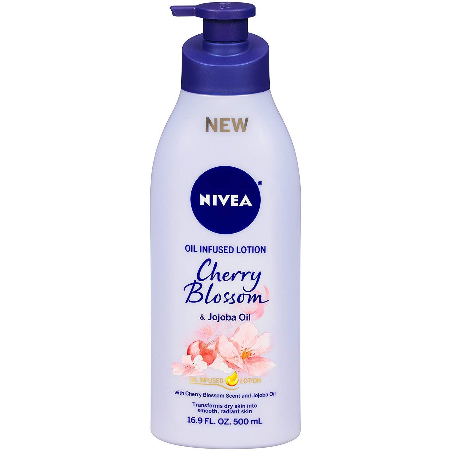 Nivea Lotion Oil-Infused Cherry/Jojoba Oil 16.9 Ounce Pump (500ml) (2 Pack)