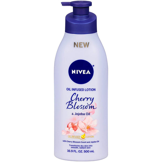 Nivea Lotion Oil-Infused Cherry/Jojoba Oil 16.9 Ounce Pump (500ml) (2 Pack)
