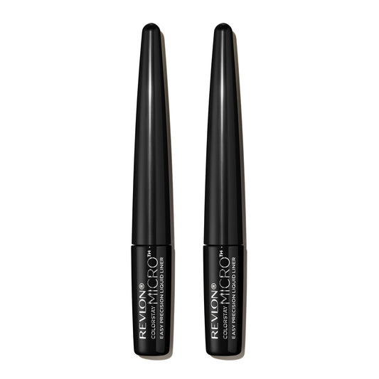REVLON ColorStay Micro Easy Precision Liquid Eyeliner, Waterproof, Smudgeproof, Longwearing with Felt Tip Applicator, 301 Blackout, 2 pack