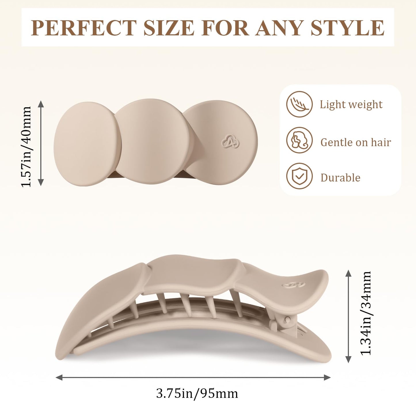 Amlaidu Medium Flat Hair Clips for Women, French Claw Clips Strong Hold for Thick & Thin Hair, Duckbill Hair Clips Non Slip for Driving Yoga - Beige Beauty and Personal Care Amlaidu