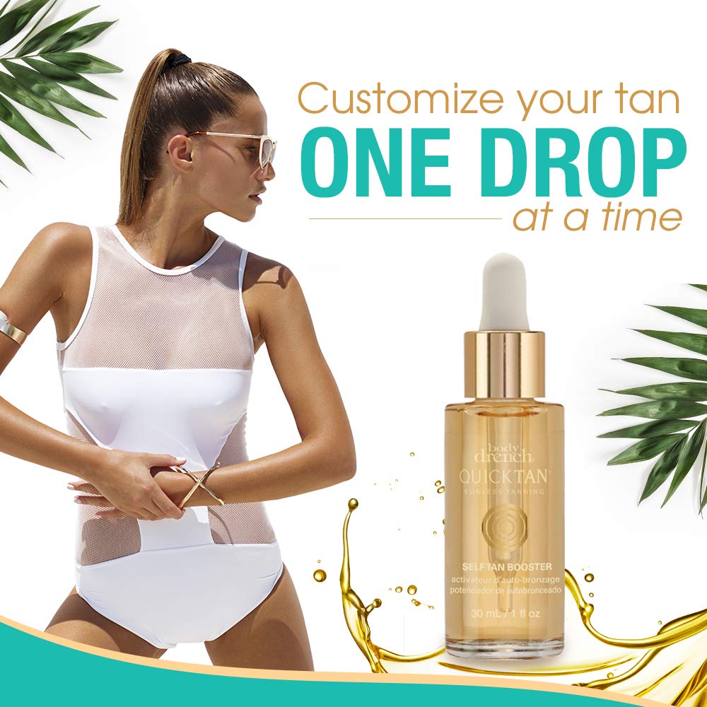 Body Drench Quick Tan Self Tanner Booster Drops - Add to Lotion for Gradual Glow, Sunless Self Tanning Enhancer for Face & Body, 1 fl oz