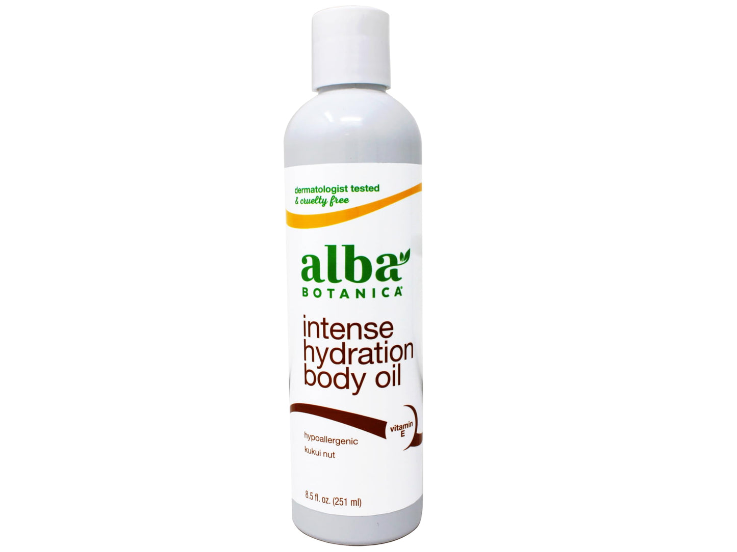 Alba Botanica Intense Hydration Body Oil, with Kukui Nut and Vitamin E, 8.5 FL OZ - 2 Pack