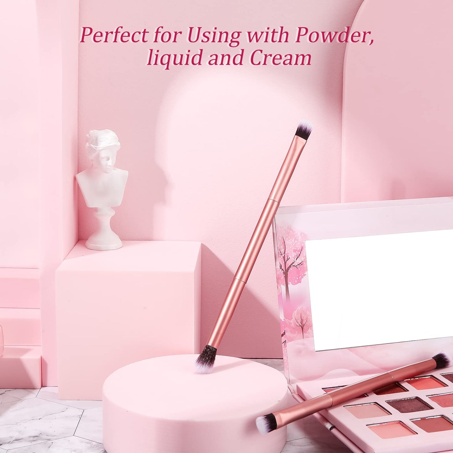 Perthlin 12 Pcs Eyeshadow Smudge Brush 2 in 1 Eyeshadow Double Ended Concealer Brush Under Eye Small Soft Firm Pointed Foundation Makeup Applicator