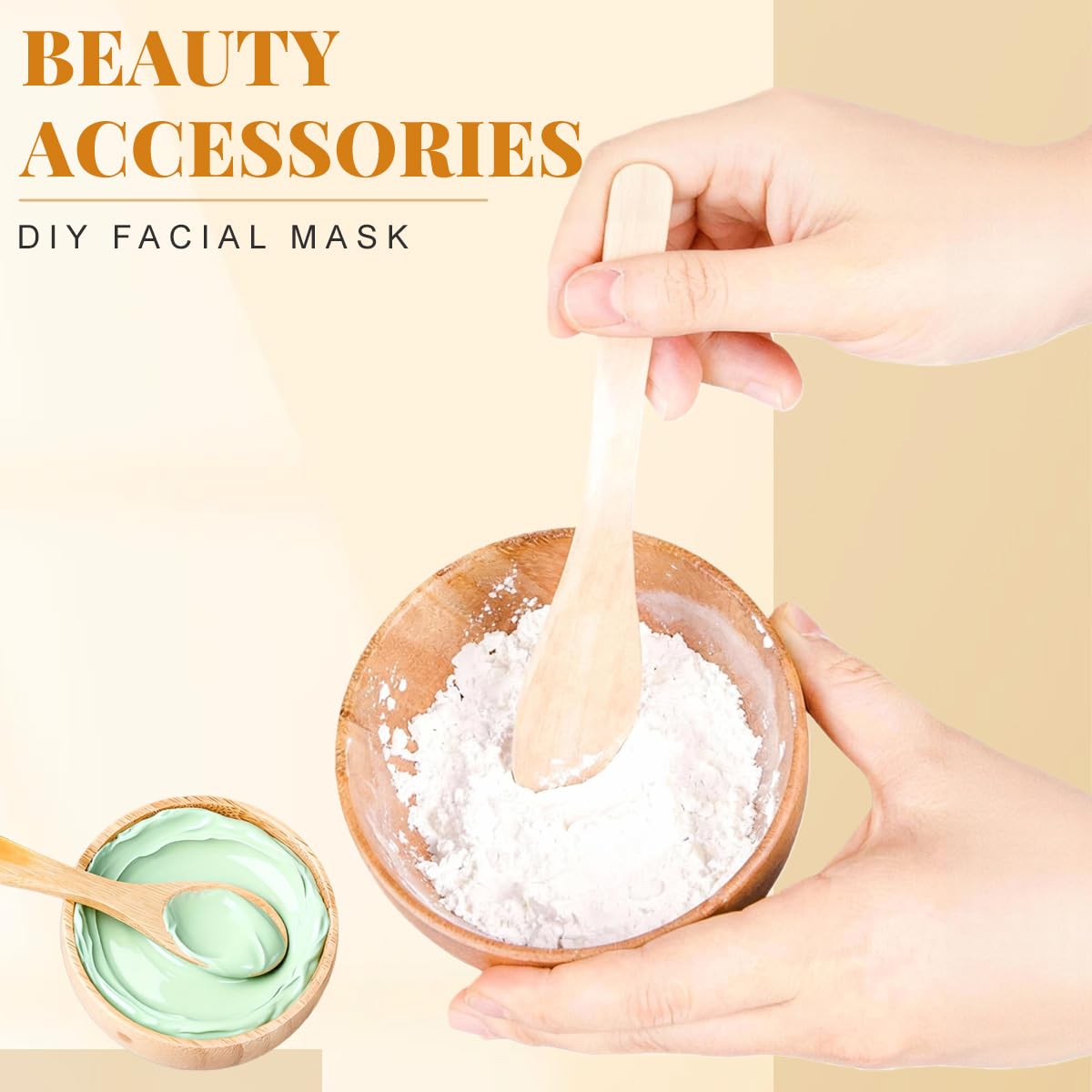 erioctry Mask Bowl- Cute Small Skin Care Mask Bowl Eco Bamboo Mixing Tool Sets for Ladies Women DIY Cosmetic Tool Kit