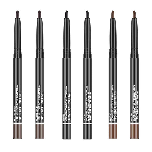 Go Ho Black,Light Brown,Dark Brown Eyeliner Pencils,6 Pack Gel Eye Liner Makeup Pencil,High Pigment Smooth Eyeliner Stick,Soft Easy to Color Eye Liner