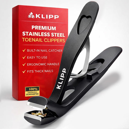 Toenail Clippers for Thick Toenails - KLIPP 15 mm Wide Jaw Thick Fingernail and Toenail Cutter with Curved Stainless-Steel Blades for Seniors (Angled Beauty and Personal Care KLIPP Default Title