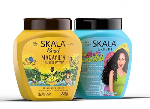 SKALA Hair Type 3ABC - Mais Cachos And Passion Fruit Combo- Hydrate Curls, Eliminate Frizz, For Curly Hair - 2 IN 1 Conditioning Treatment and Cream